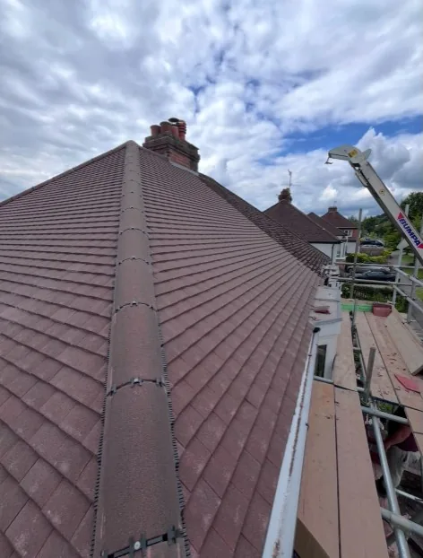 exposed rafters and insulation during a residential roof renovation in Bordon — Mitchell's Roofing